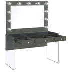 Afshan Grey High Gloss / Clear Vanity Table & Mirror