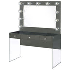 Afshan Grey High Gloss / Clear Vanity Table & Mirror