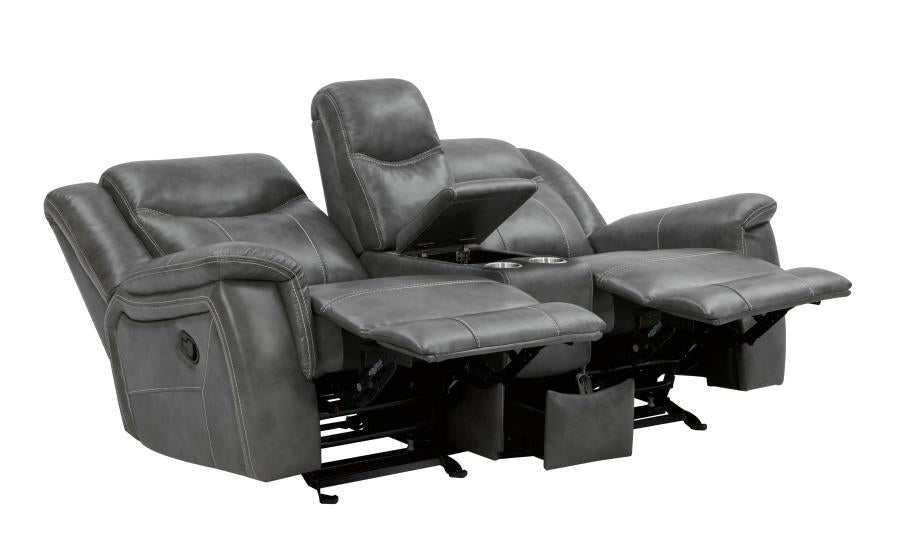 Conrad 3-piece Upholstered Padded Arm Motion Sofa Set Grey