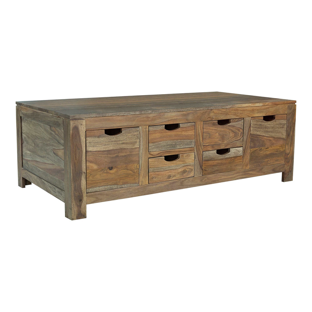 Esther 6-drawer Solid Wood Coffee Table Natural Sheesham
