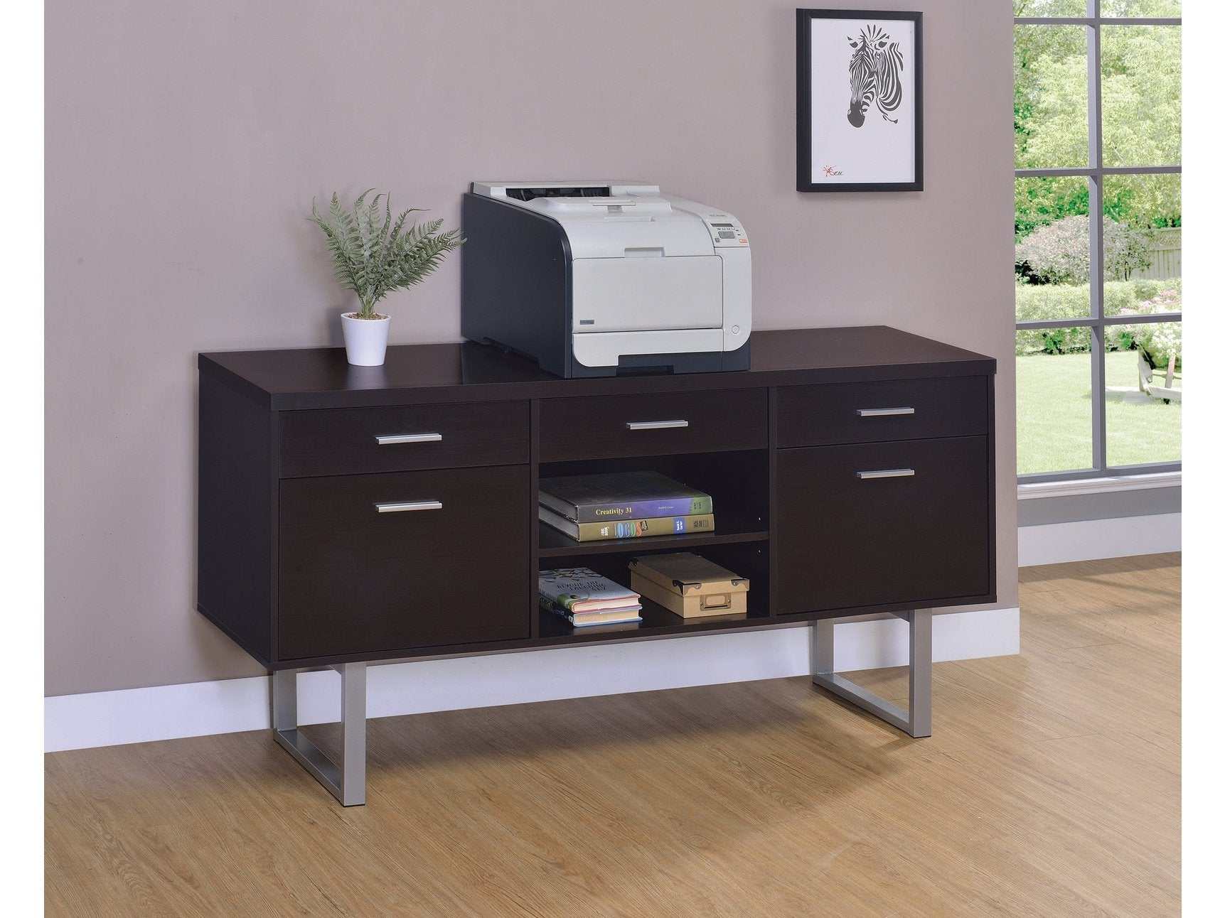 Lawtey 5-drawer Home Office Storage Credenza Cappuccino