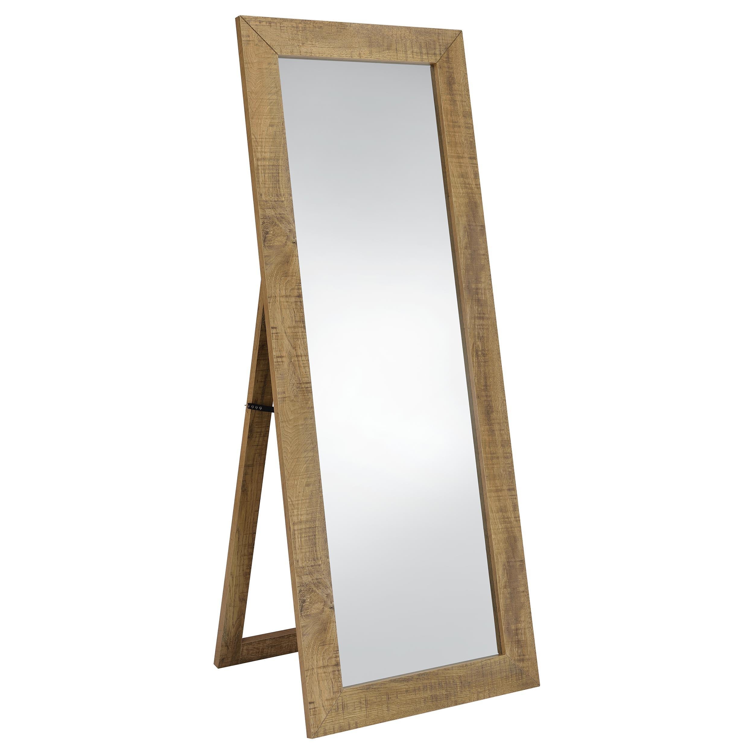 Cadence Tempered Glass Full Length Standing Mirror Black Oak