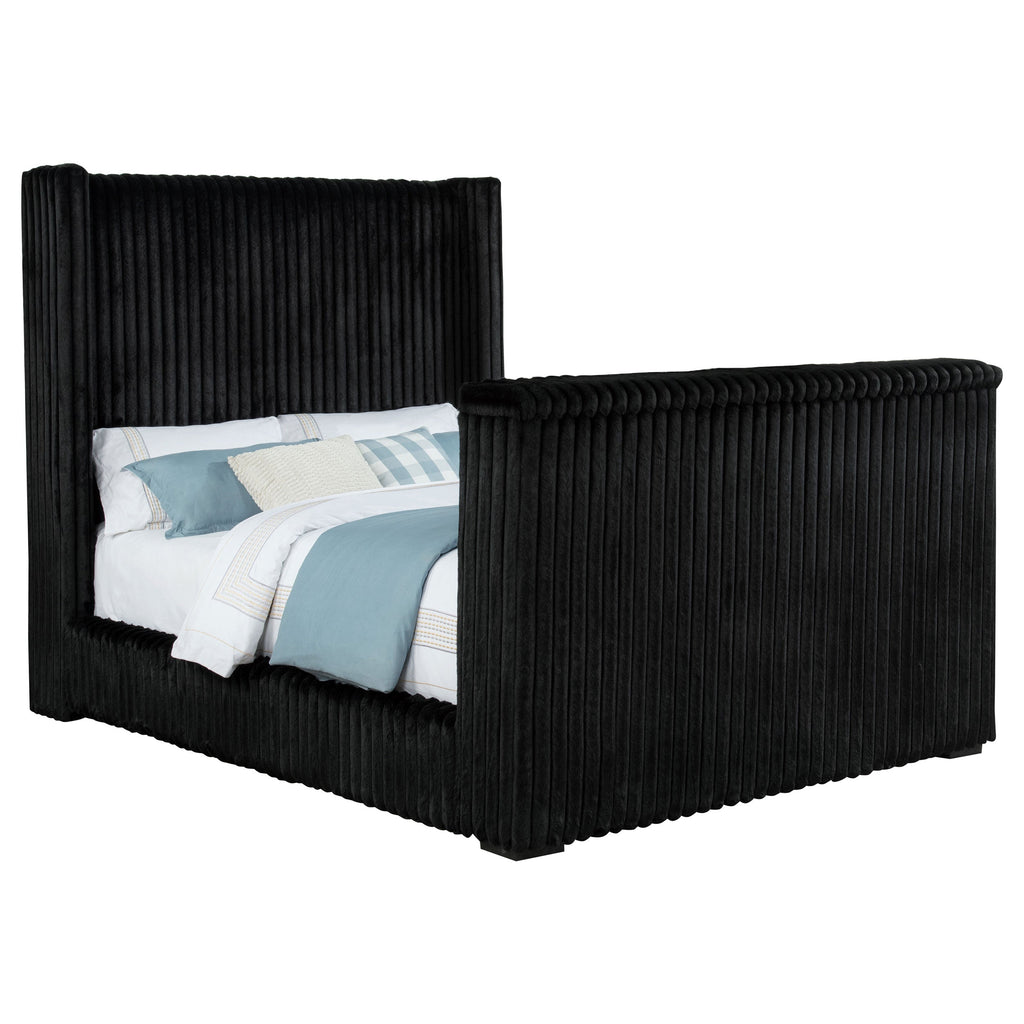 Centergrove Upholstered Eastern King Wingback TV Bed Black