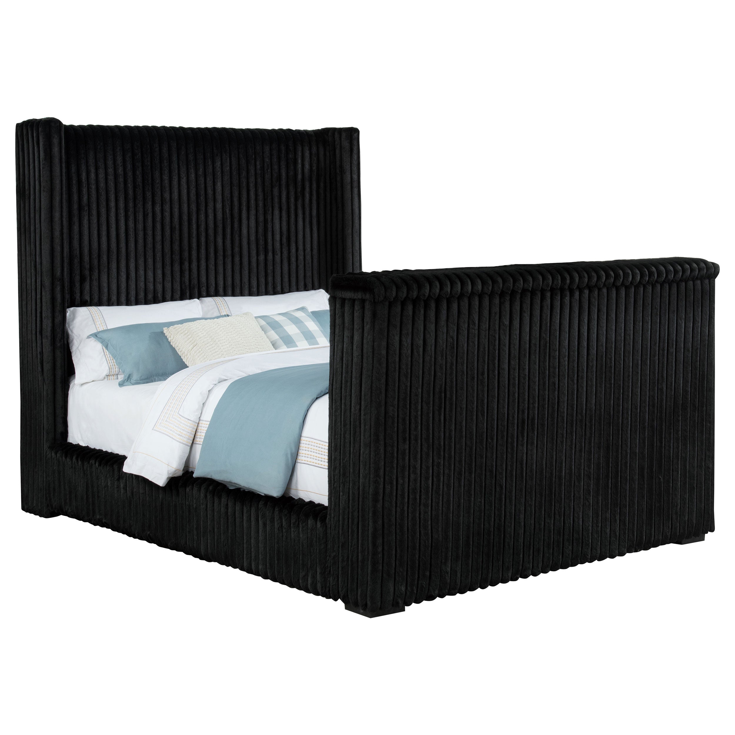 Centergrove Upholstered Eastern King Wingback TV Bed Black