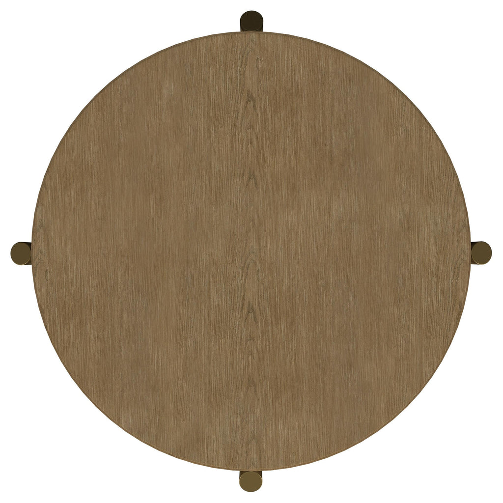 Arini Round Coffee Table With Storage Shelf Sand Wash