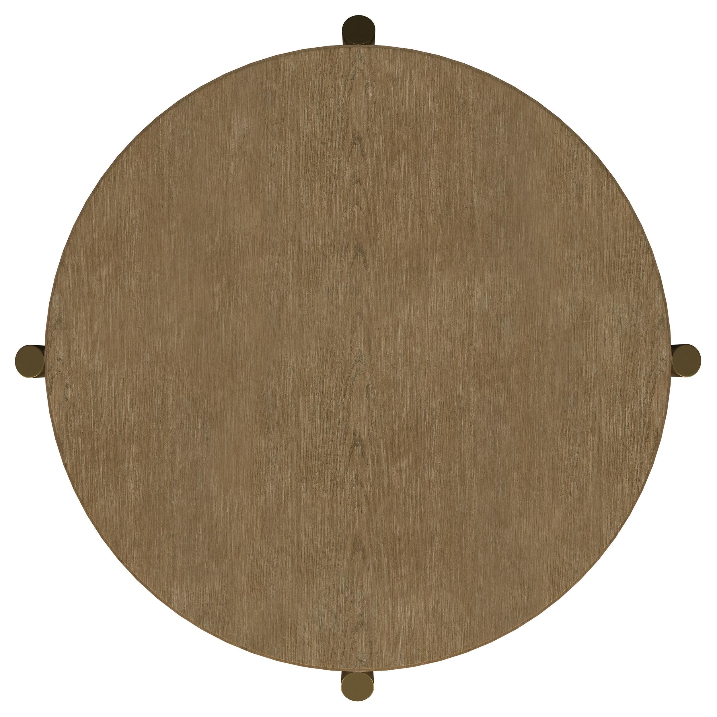 Arini Round Coffee Table With Storage Shelf Sand Wash