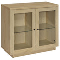 Tilbury 2-door Glass Front Accent Display Cabinet Light Oak