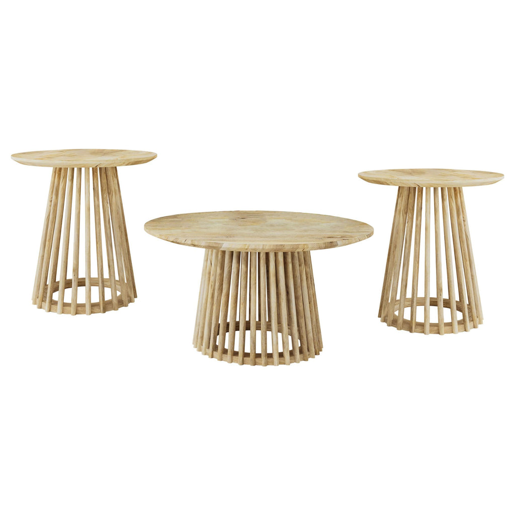 Touhy Round Solid Wood Cocktail Coffee Table Natural Mango