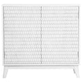 Gambon 2-door Wood Honeycomb Pattern Accent Cabinet White