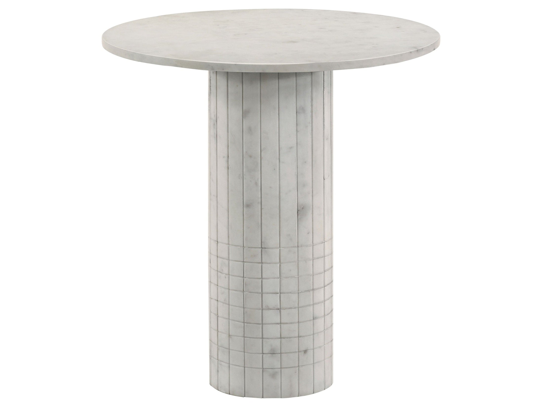 Astoria Round Genuine Marble Side End Table White