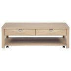 Marcelo Wood Coffee Table with 2 Drawers and Shelf Light Elm