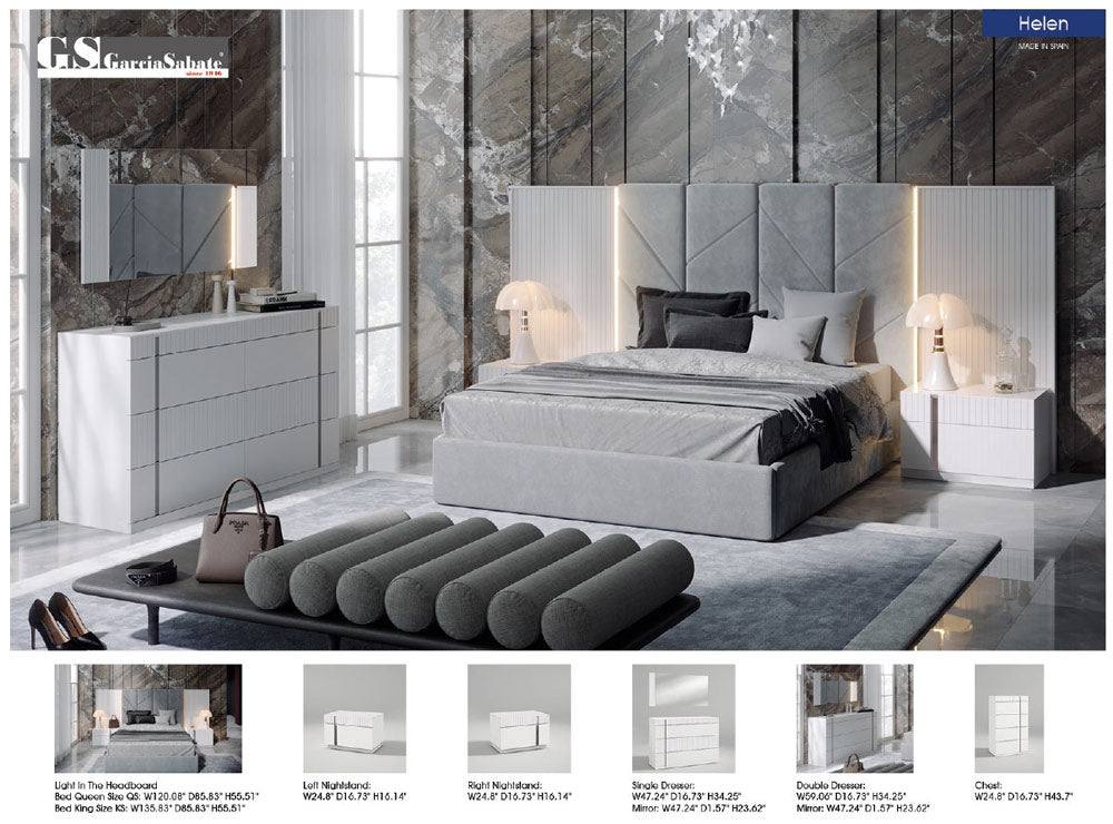 ESF Furniture - Helen Double Dresser in White Matt - HELLENDOUBDRESSER
