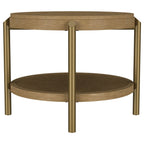 Arini Round End Side Table With Storage Shelf Sand Wash
