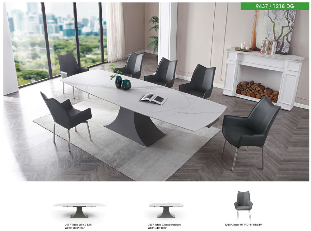 ESF Furniture - 1218 Swivel Chair in Dark Grey (Set of 4) - 1218CHAIRDARKGREY