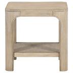 Solano Square Wood Side End Table with Shelf Weathered Mango