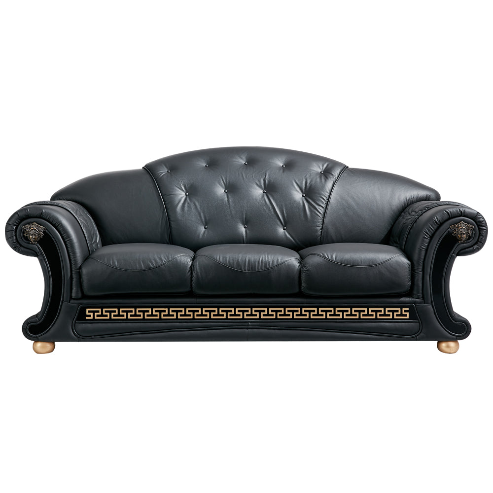 ESF Furniture - Apolo 3 Piece Living Room Set in Black - APOLO3BLACK-3SET