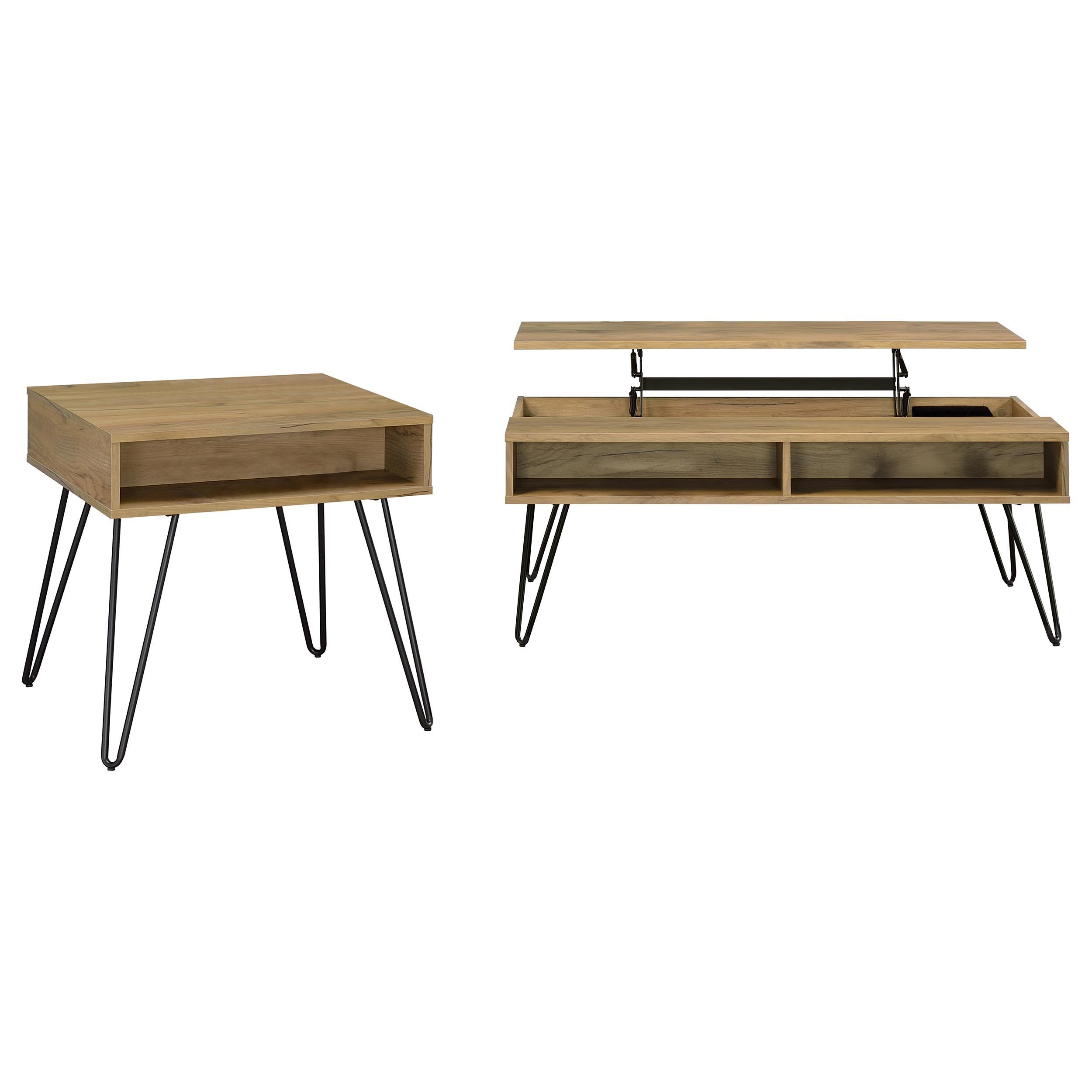 Fanning Engineered Wood Lift Top Coffee Table Golden Oak