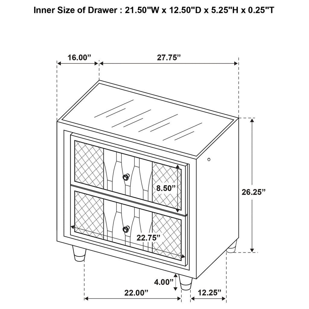 Lorient 2-drawer LED Nightstand with USB Ivory and Camel