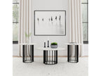 Haven Round Genuine White Marble Top Coffee Table Black