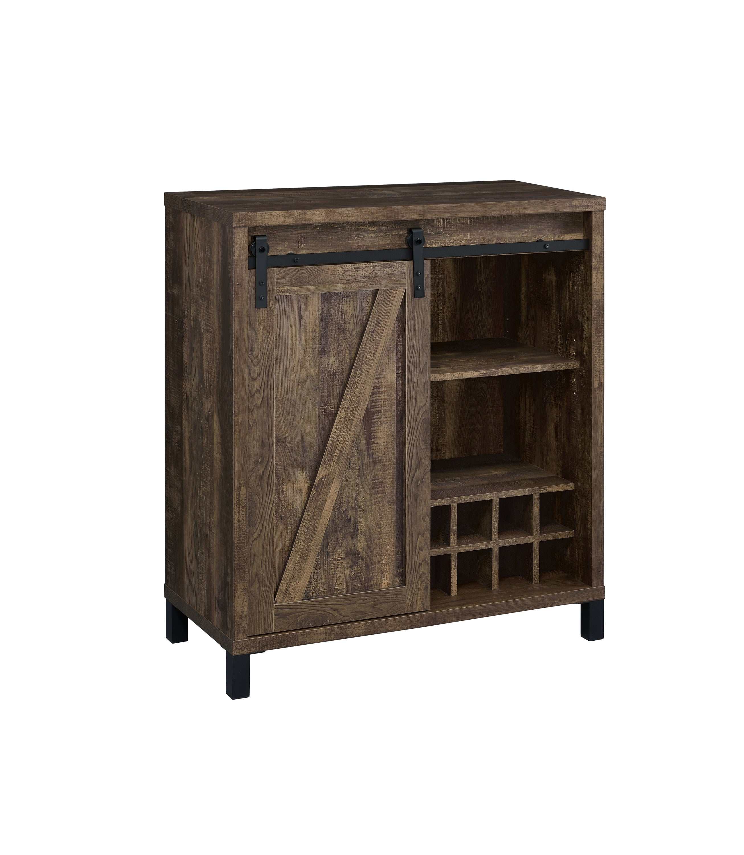 Arlington Sliding Door Home Bar Wine Cabinet Rustic Oak