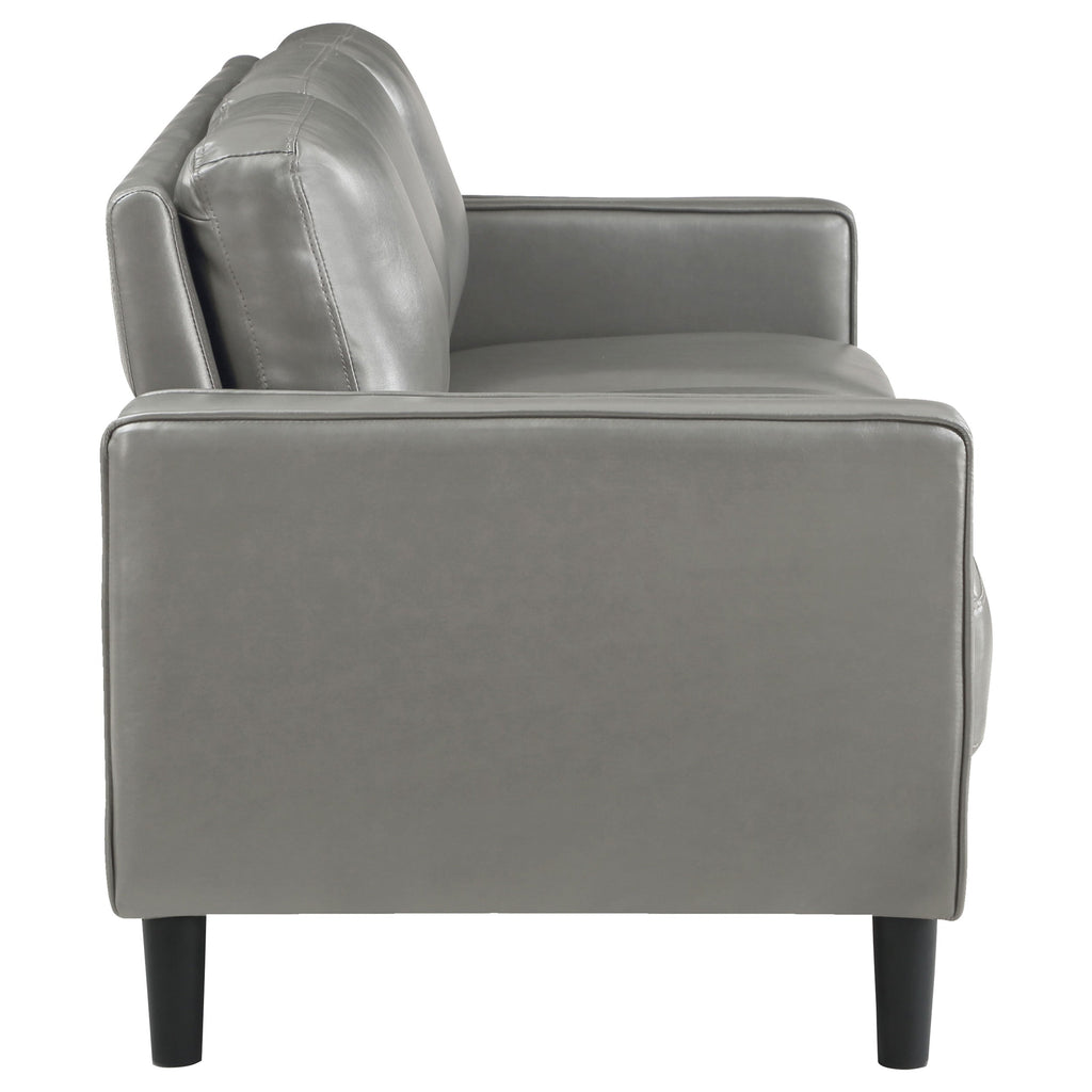 Ruth 2-piece Upholstered Track Arm Sofa Set Black