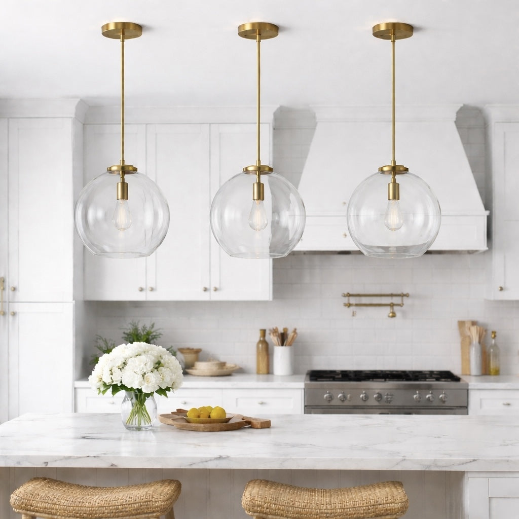 Gleam Pendant Lamp - Satin Brass and Clear Glass