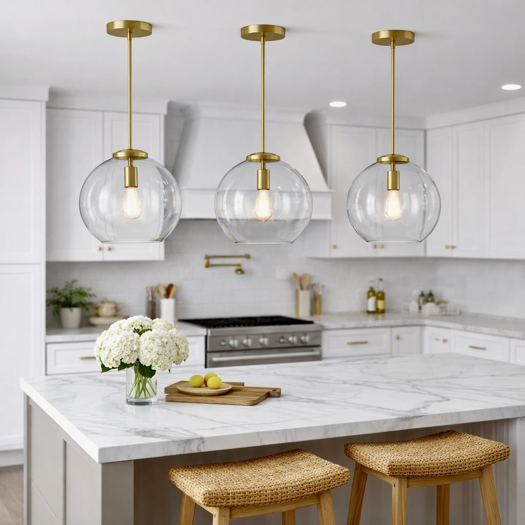 Gleam Pendant Lamp - Satin Brass and Clear Glass