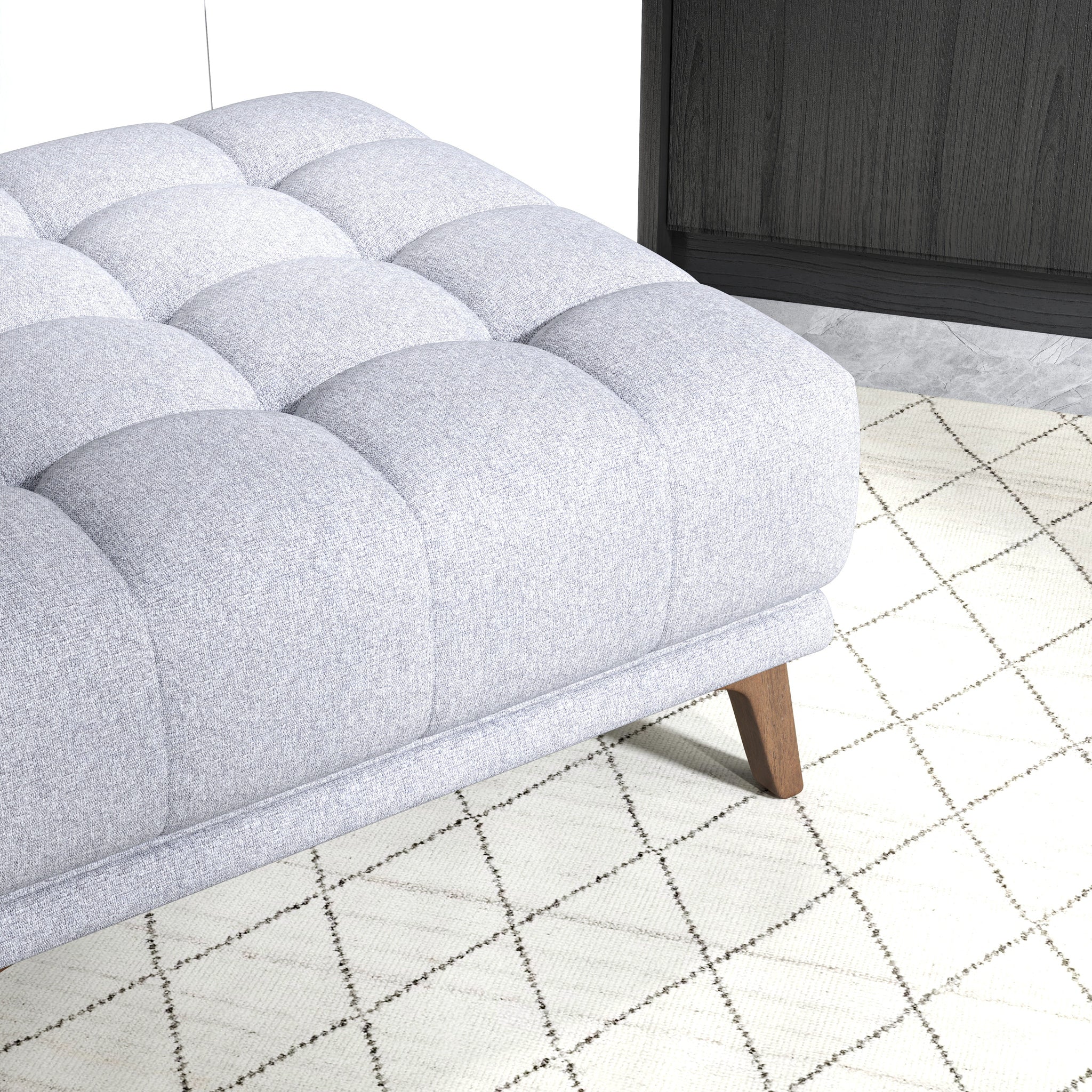 Addison Square Light Grey Upholstered Ottoman