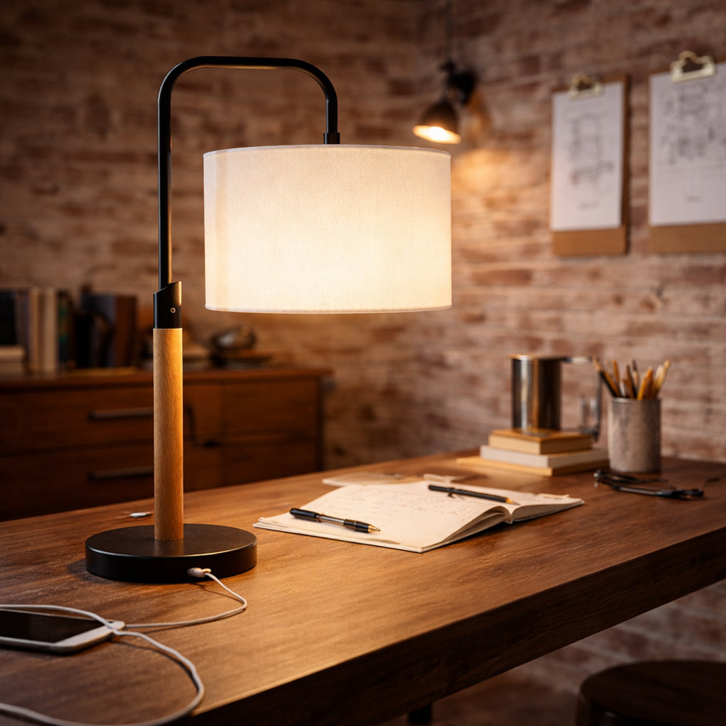 Arcus Paniz Simple Table Lamp with Cylinder Shade