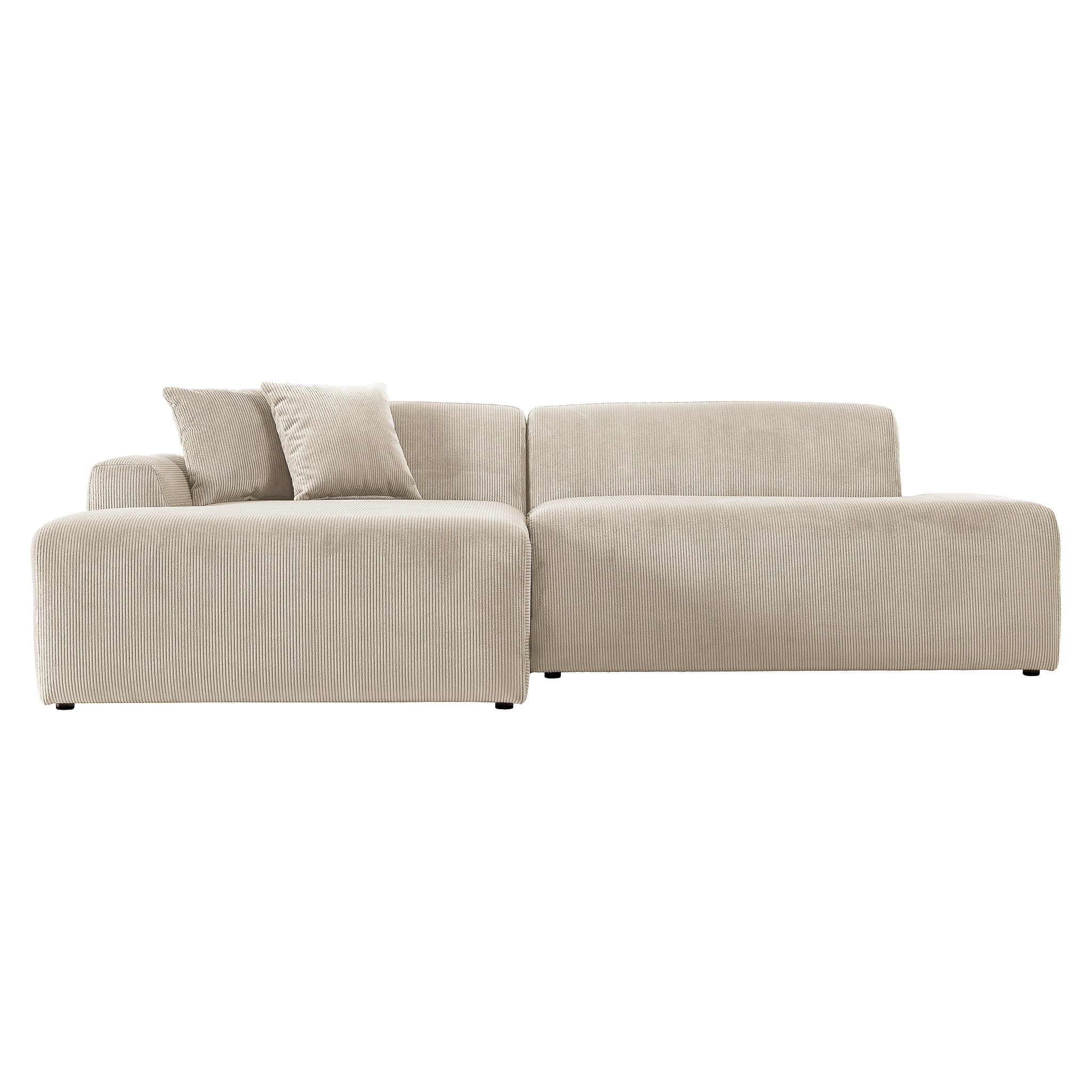 Mar Sectional Cream Corduroy Sofa (Left Facing) - SEC01600801