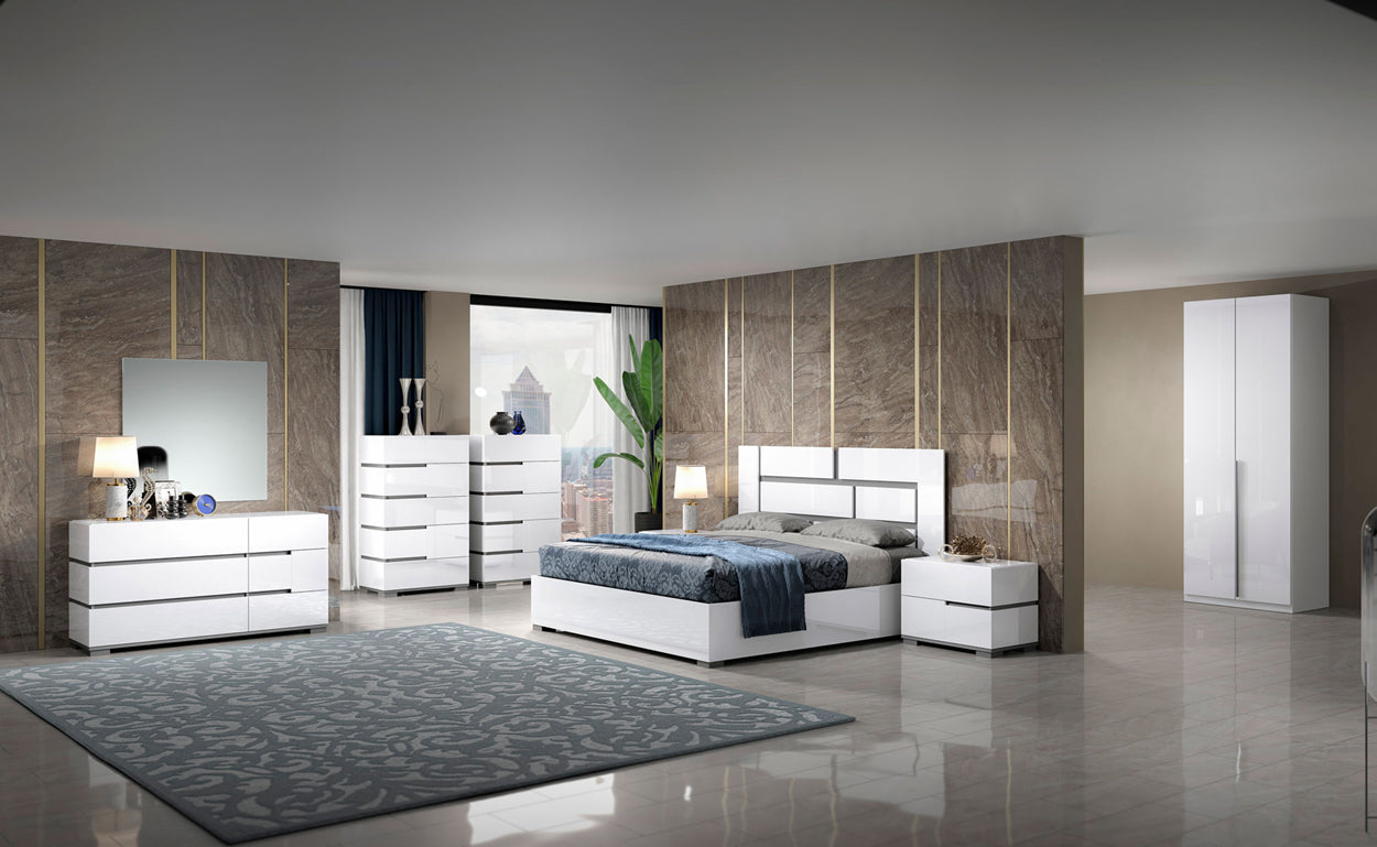 ESF Furniture - Athena 3 Piece Queen Bedroom Set in White - ATHENA-Q-3SET-WHT