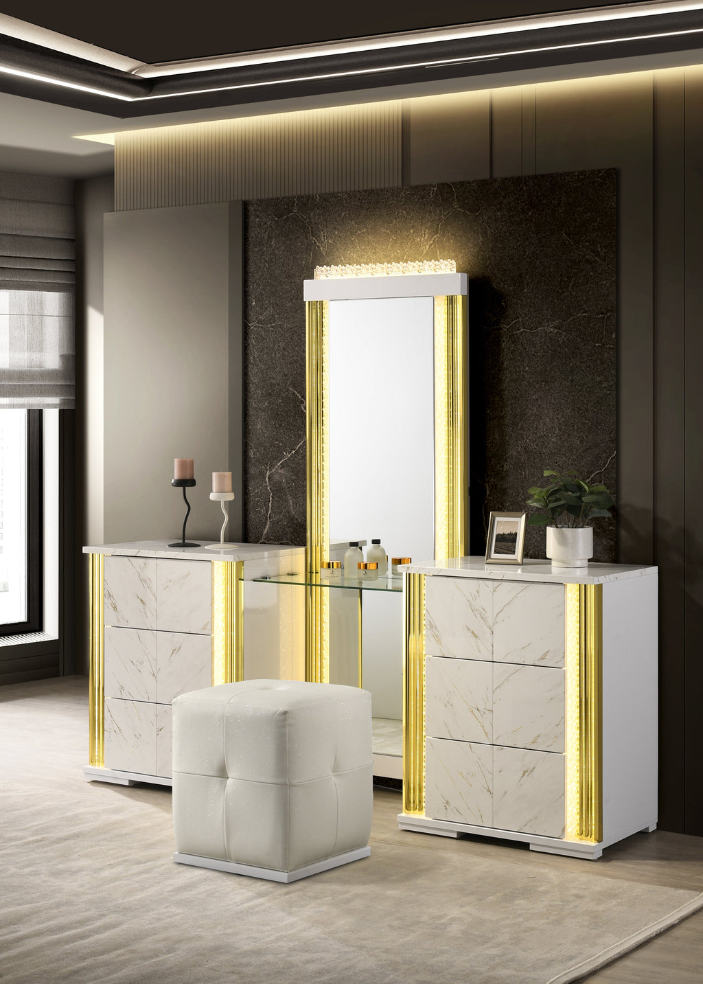 Mika Vanity Set with Stool