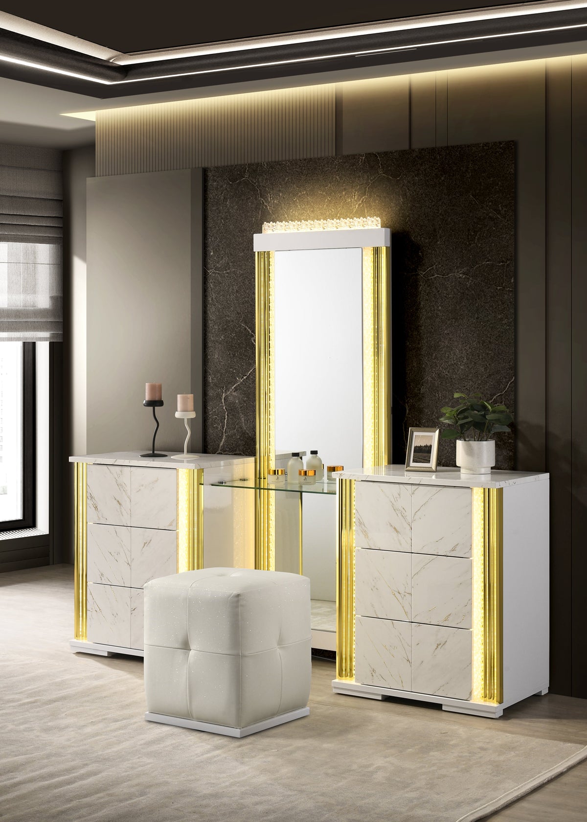 Mika Vanity Set with Stool