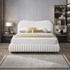 Norme Boucle Upholstered Queen Size Platform Bed In Cream