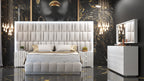 ESF FURNITURE - Orion King Size Bed in White with Light - ORIONKS