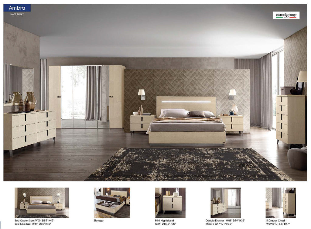ESF Furniture - Ambra Legno Queen Bed in Ivory - AMBRABEDQS