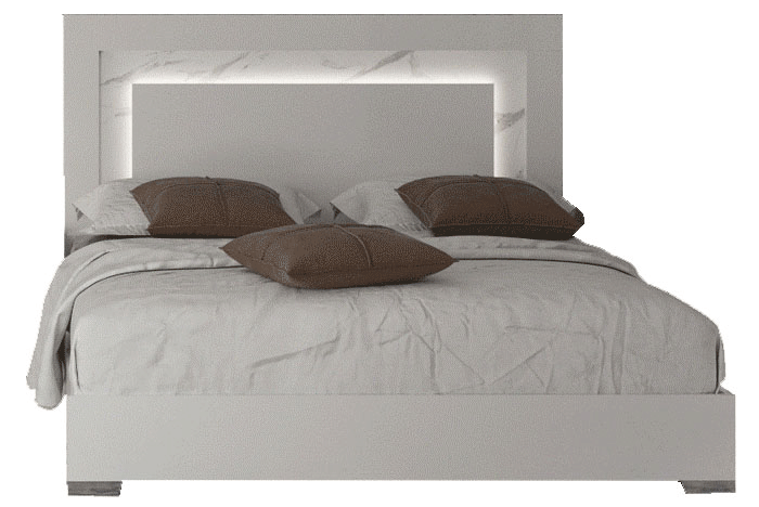 ESF Furniture - Carrara King Size Bed w/Light in White - CARRARABEDKS