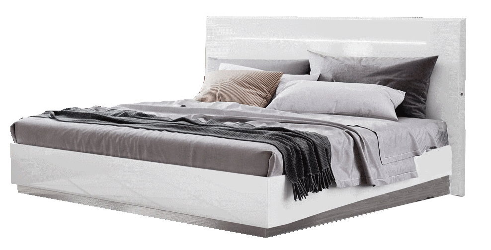 ESF Furniture - Onda Legno Queen Bed in White - ONDABEDQSLEGNO