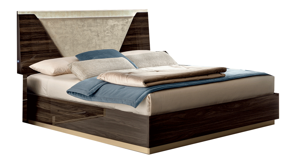 ESF Furniture - Smart Queen Size Bed in Walnut - SMARTQSWALNUT