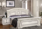 ESF Furniture - Aida 3 Piece Queen Panel Bedroom Set in White-Silver - AIDABEDQSWHITE-3SET