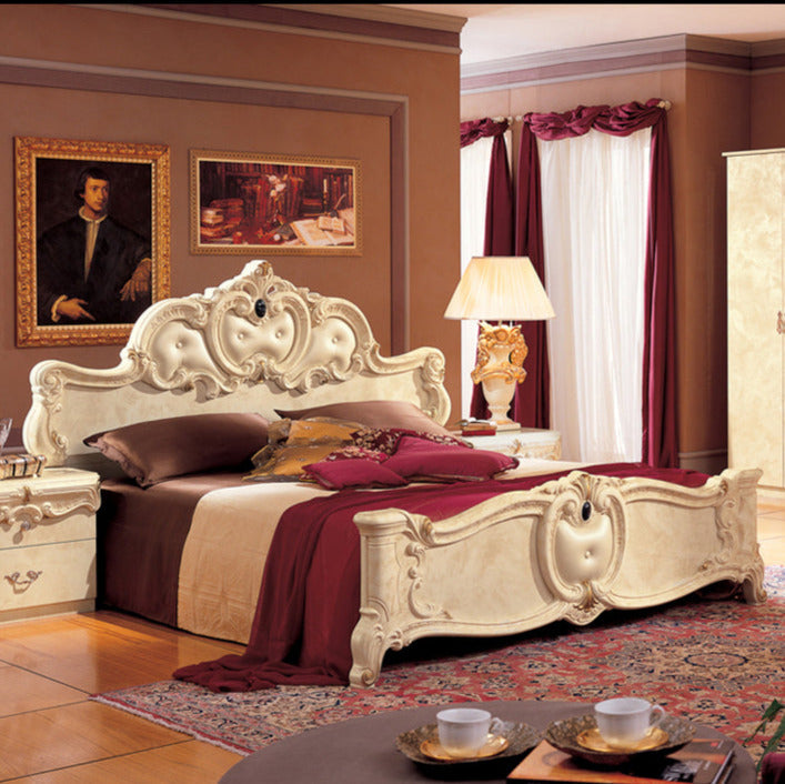 ESF Furniture - Barocco Queen Size Bed in Ivory - BAROCCOBEDQ.S