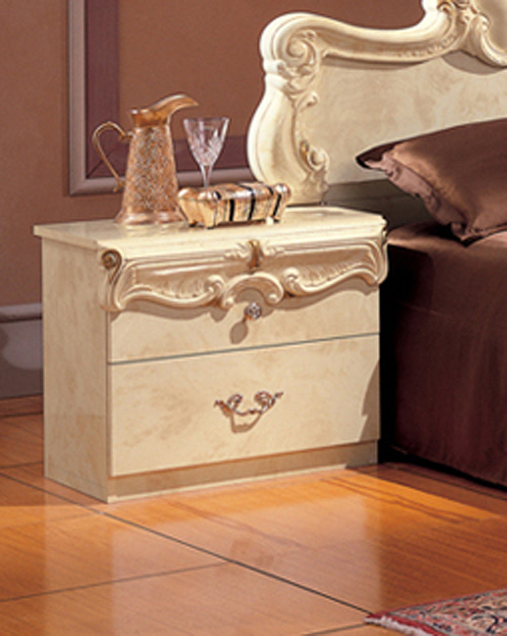 ESF Furniture - Barocco 5 Piece Queen Bedroom Set in Ivory - BAROCCOBEDQ.S-5SET