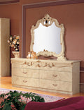 ESF Furniture - Barocco Double Dresser with Mirror in Ivory - BAROCCODRESSER-M