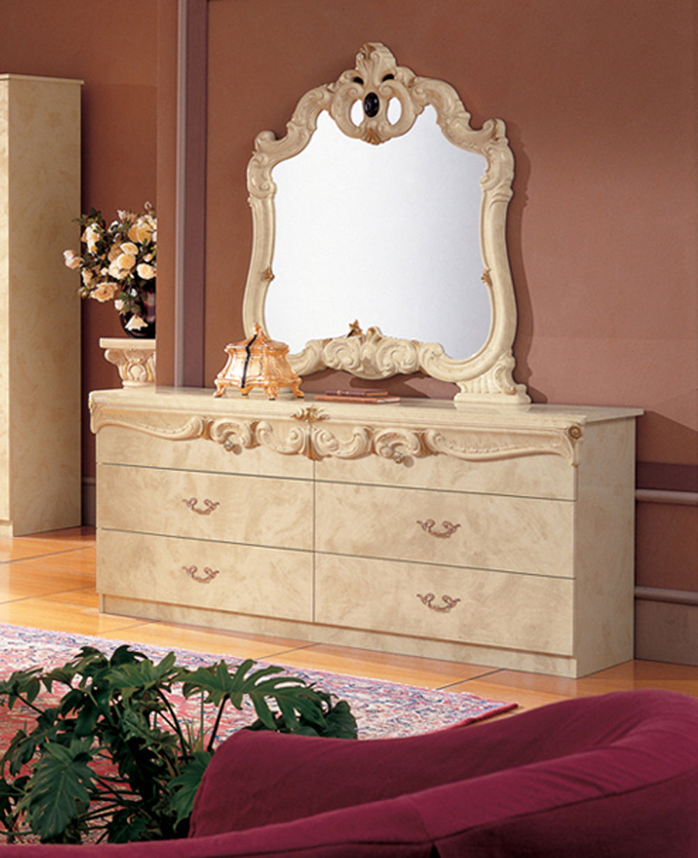 ESF Furniture - Barocco 5 Piece King Bedroom Set in Ivory - BAROCCOBEDK.S.IVORY-5SET