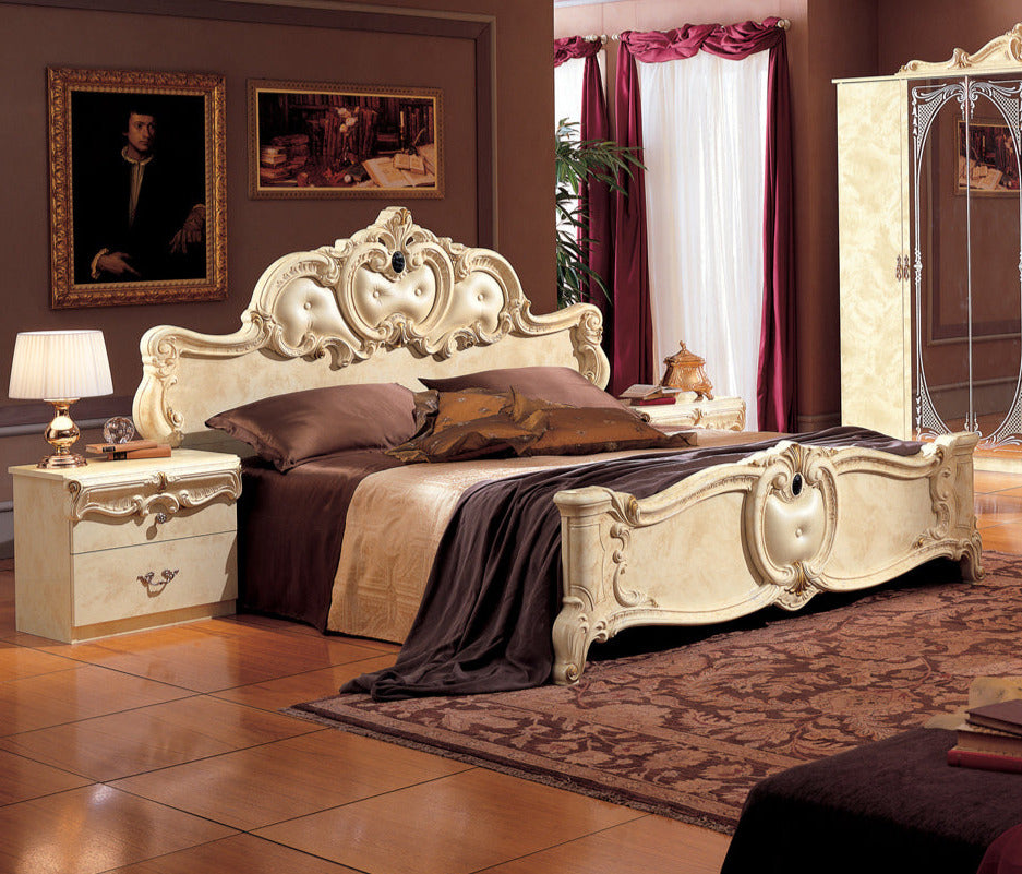 ESF Furniture - Barocco 3 Piece King Bedroom Set in Ivory - BAROCCOBEDK.S.IVORY-3SET