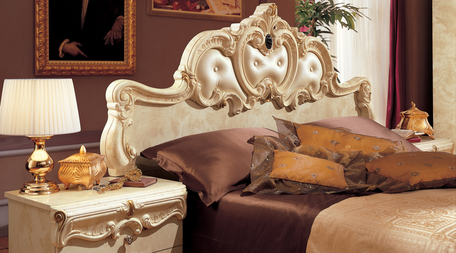 ESF Furniture - Barocco Queen Size Bed in Ivory - BAROCCOBEDQ.S