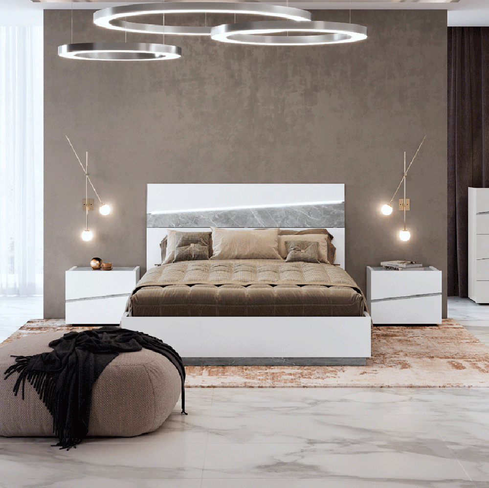 ESF Furniture - Camelgroup Italy Alba 3 Piece King Bedroom Set in White - ALBAKS-3SET