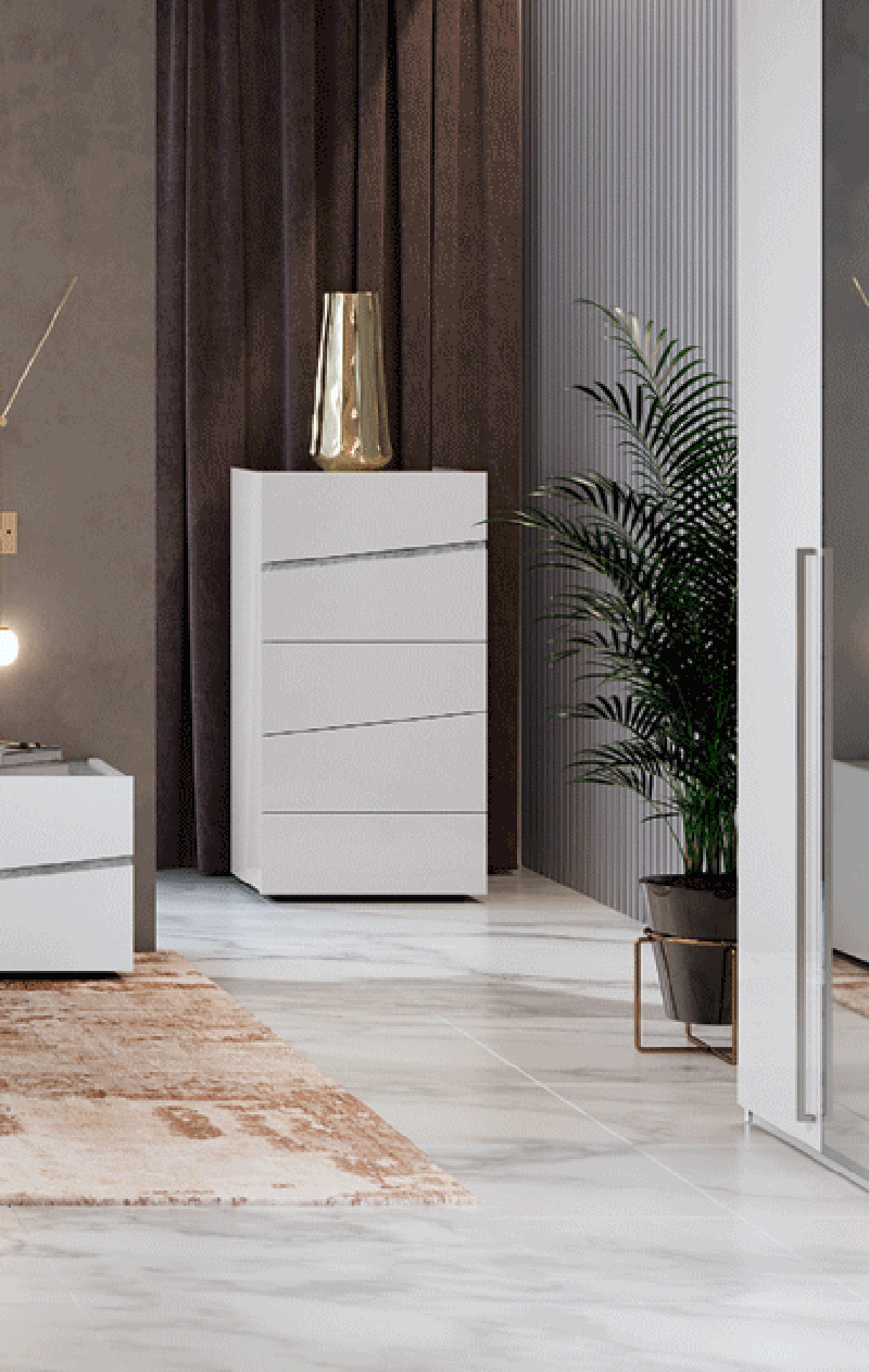 ESF Furniture - Camelgroup Italy Alba 6 Piece King Bedroom Set in White - ALBAKS-6SET