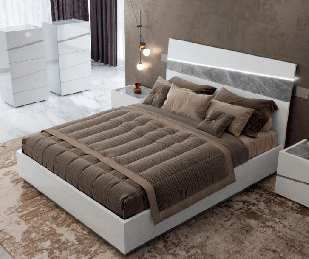 ESF Furniture - Camelgroup Italy Alba 5 Piece King Bedroom Set in White - ALBAKS-5SET