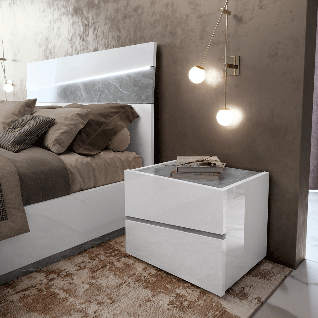 ESF Furniture - Camelgroup Italy Alba 6 Piece King Bedroom Set in White - ALBAKS-6SET